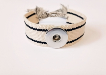 Cream Striped Woven Adjustable Bracelet